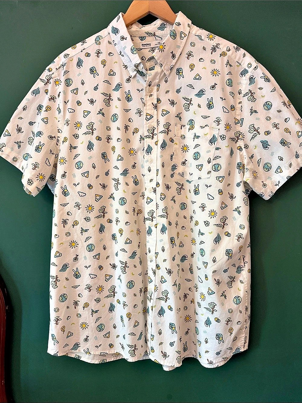 Sonoma Goods For Life Summer Printed Casual Button Down Shirt XXL Like New
